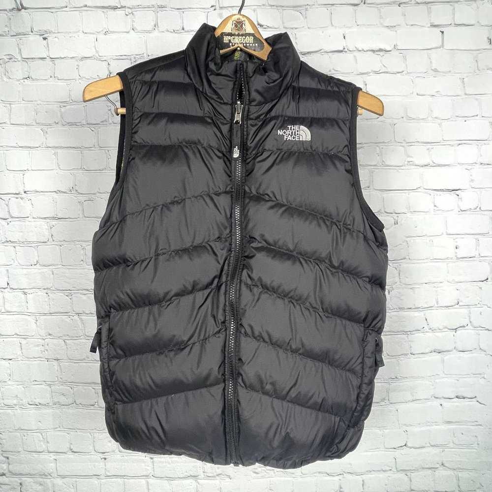 The North Face Down Puffer Vest Youth Lg Adult Sm Reversible 550 Plaid Black